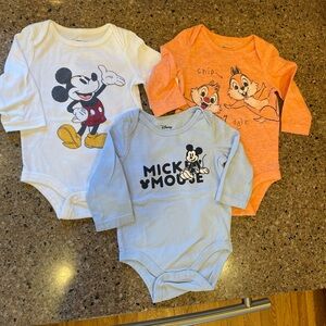 Disney Baby Mickey & Friends One-Piece Bodysuits - White, Light Blue, Orange